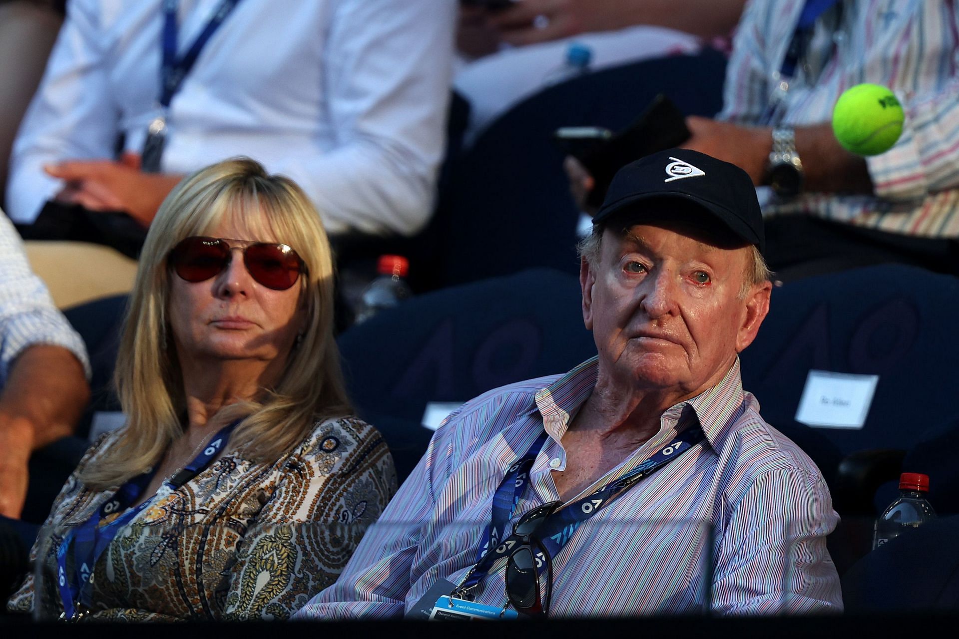 Rod Laver watches Novak Djokovic's quarterfinal at the 2024 Australian Open